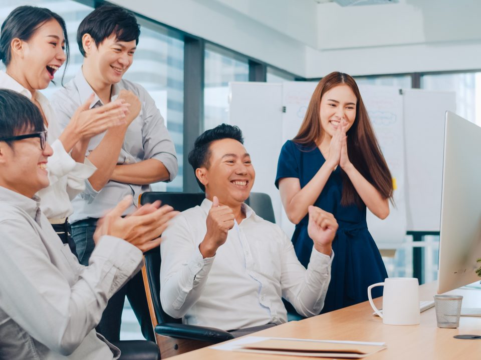 Millennial group of young businesspeople Asia businessman and bu